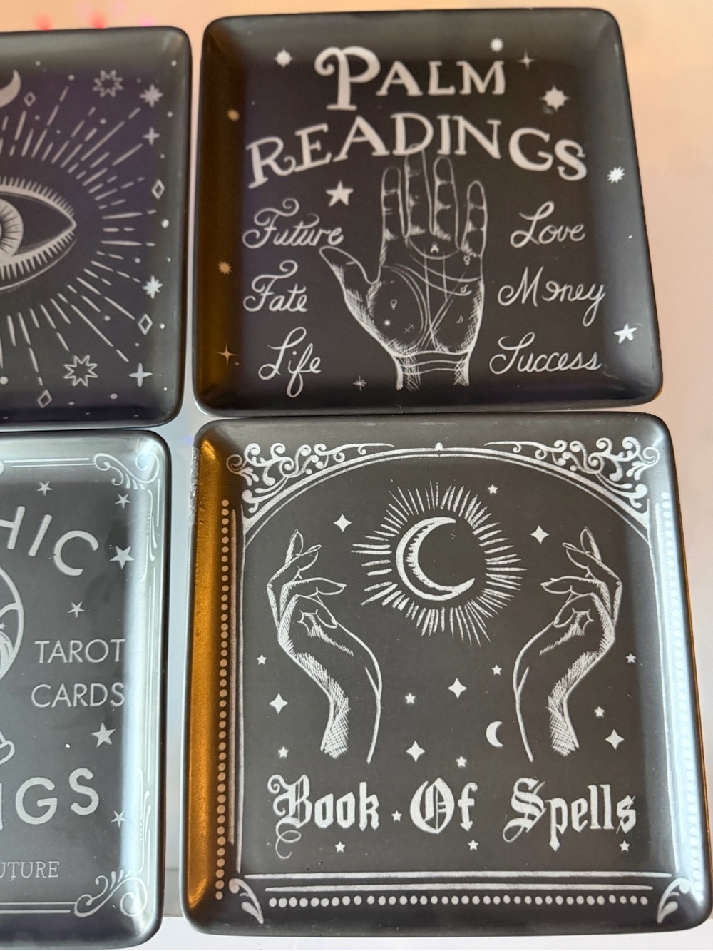 Rachel Zoe Melamine Halloween psychic tarot witchy readings evil eye plates - Picture 4 of 5
